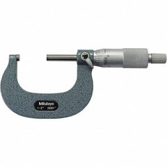 Mitutoyo - Mechanical Outside Micrometers Minimum Measurement (Decimal Inch): 1.0000 Maximum Measurement (Decimal Inch): 2.0000 - Apex Tool & Supply