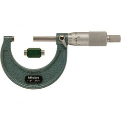 Mitutoyo - Mechanical Outside Micrometers Minimum Measurement (Decimal Inch): 1.0000 Maximum Measurement (Decimal Inch): 2.0000 - Apex Tool & Supply