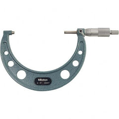 Mitutoyo - Mechanical Outside Micrometers Minimum Measurement (Decimal Inch): 4 Maximum Measurement (Decimal Inch): 5 - Apex Tool & Supply