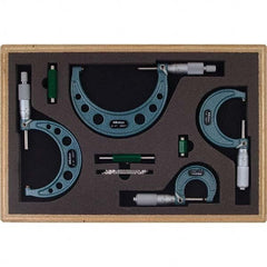 Mitutoyo - Mechanical Outside Micrometer Sets Minimum Measurement (Inch): 0 Maximum Measurement (Inch): 4.0000 - Apex Tool & Supply