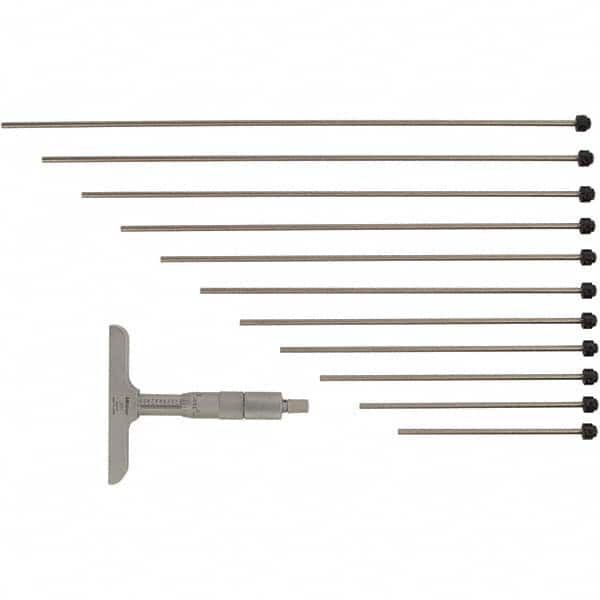 Mitutoyo - Mechanical Depth Micrometers Minimum Measurement (Decimal Inch): 0 Maximum Measurement (Decimal Inch): 12 - Apex Tool & Supply