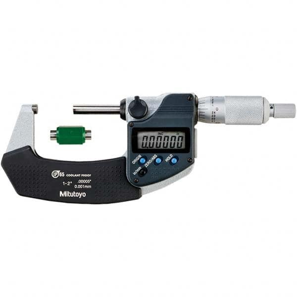 Mitutoyo - Electronic Outside Micrometers Type: Coolant-proof Minimum Measurement (Decimal Inch): 1.0000 - Apex Tool & Supply