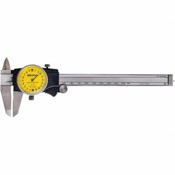 Mitutoyo - Dial Calipers Maximum Measurement (mm): 150 Dial Graduation (mm): 0.02 - Apex Tool & Supply