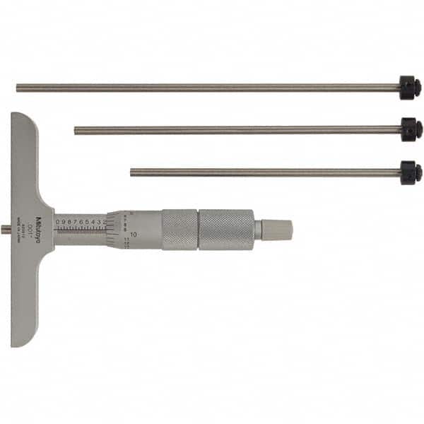 Mitutoyo - Mechanical Depth Micrometers Minimum Measurement (Decimal Inch): 0 Maximum Measurement (Decimal Inch): 4.00 - Apex Tool & Supply