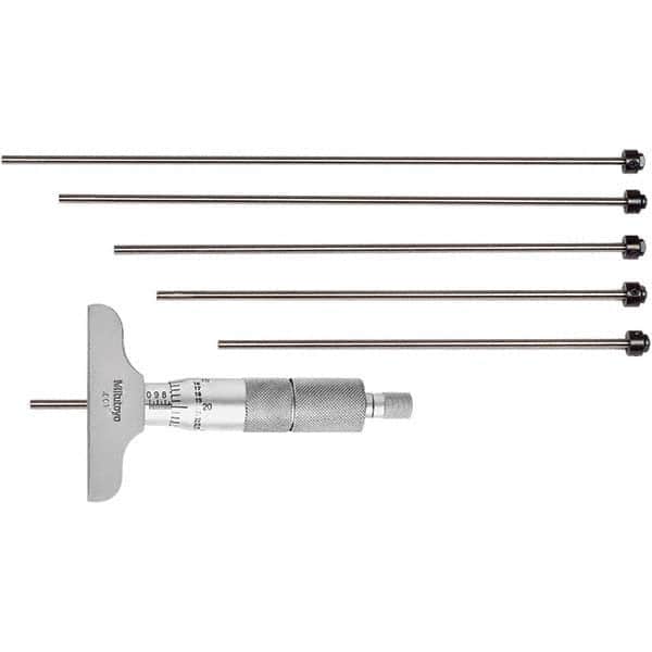 Mitutoyo - Mechanical Depth Micrometers Minimum Measurement (Decimal Inch): 0 Maximum Measurement (Decimal Inch): 6.00 - Apex Tool & Supply