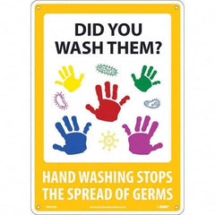 NMC - "Did You Wash Them? - Hand Washing Stops the Spread of Germs", 10" Wide x 14" High, Rigid Plastic Safety Sign - Apex Tool & Supply