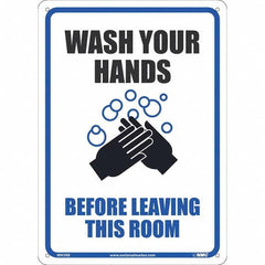 NMC - "Wash Your Hands Before Leaving This Room", 10" Wide x 14" High, Rigid Plastic Safety Sign - Apex Tool & Supply