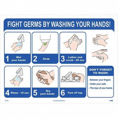 NMC - "Fight Germs By Washing Your Hands!", 24" Wide x 18" High, Paper Safety Sign - Apex Tool & Supply