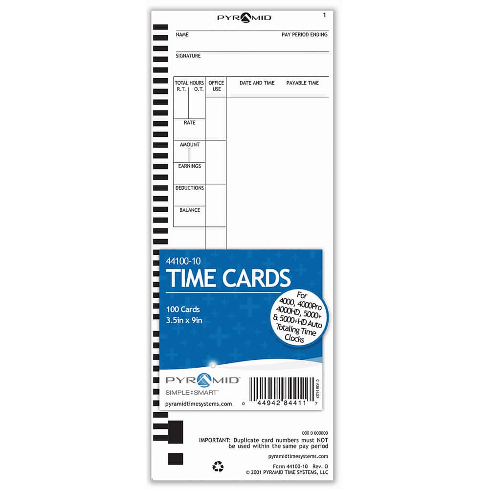 Pyramid - Time Cards & Time Clock Accessories For Use With: Pyramid Time Systems Time Clock models 4000, 400PRO, 4000HD, 400PROK, 5000, 5000HD Height (Inch): 4-5/16 - Apex Tool & Supply