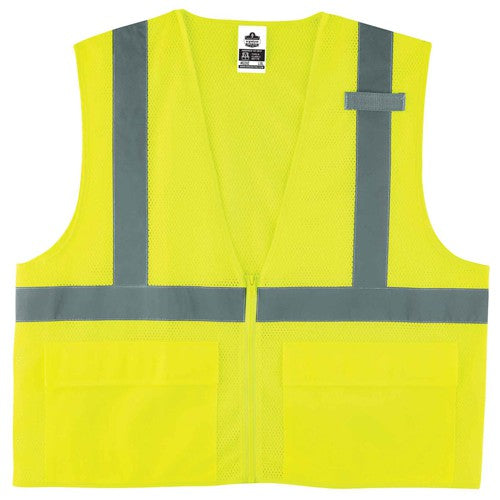 8220Z Standard Vest Lime 2X3X Zipper Glowear - Apex Tool & Supply