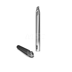 Ball End Mill: 0.75″ Dia, 1″ LOC, 2 Flute, Solid Carbide 4″ OAL, 3/4″ Shank Dia, 45 ° Helix, ZrN Coated, Single End, Series 2014