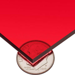 USA Sealing - Plastic Sheets; Material: Cast Acrylic ; Thickness (Inch): 1/4 ; Length (Feet): 8 ; Tensile Strength (psi): 10000 ; Color: Tinted Red ; Material Grade: Standard - Exact Industrial Supply