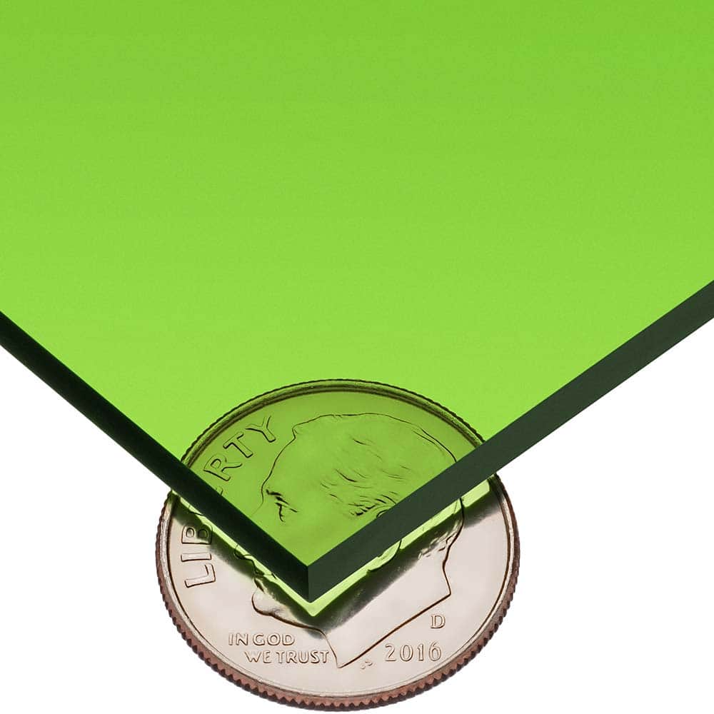 USA Sealing - Plastic Sheets; Material: Cast Acrylic ; Thickness (Inch): 1/8 ; Length (Feet): 2 ; Tensile Strength (psi): 10000 ; Color: Tinted Green ; Material Grade: Standard - Exact Industrial Supply