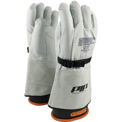 ‎148-6000/10 Leather Gloves - Leather Protector - Grain Goatskin - Class 1-2 - 14 In. Gauntlet Cuff - Exact Industrial Supply