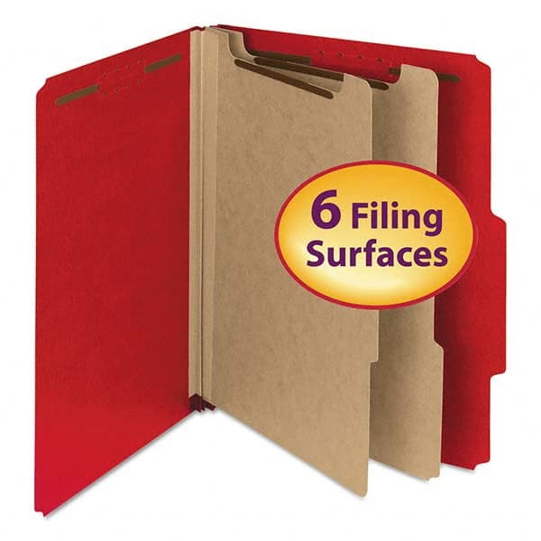 SMEAD - File Folders, Expansion Folders & Hanging Files Folder/File Type: Classification Folders with Tob Tab Fastener Color: Red - Apex Tool & Supply