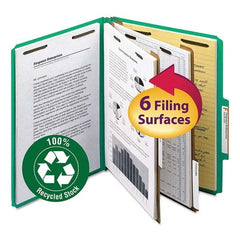 SMEAD - File Folders, Expansion Folders & Hanging Files Folder/File Type: Classification Folders with Tob Tab Fastener Color: Green - Apex Tool & Supply