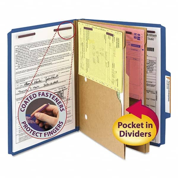 SMEAD - File Folders, Expansion Folders & Hanging Files Folder/File Type: Classification Folders with Tob Tab Fastener Color: Blue - Apex Tool & Supply