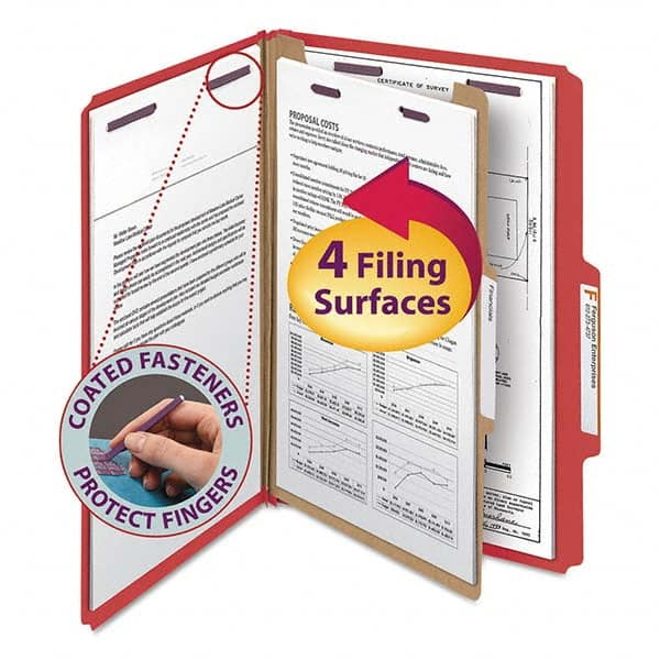 SMEAD - File Folders, Expansion Folders & Hanging Files Folder/File Type: Classification Folders with Tob Tab Fastener Color: Red - Apex Tool & Supply