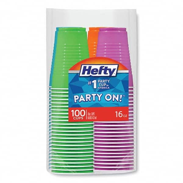 Hefty - Easy Grip Disposable Plastic Party Cups, 16 oz, Assorted, 100/Pack, 4Pk/Carton - Apex Tool & Supply