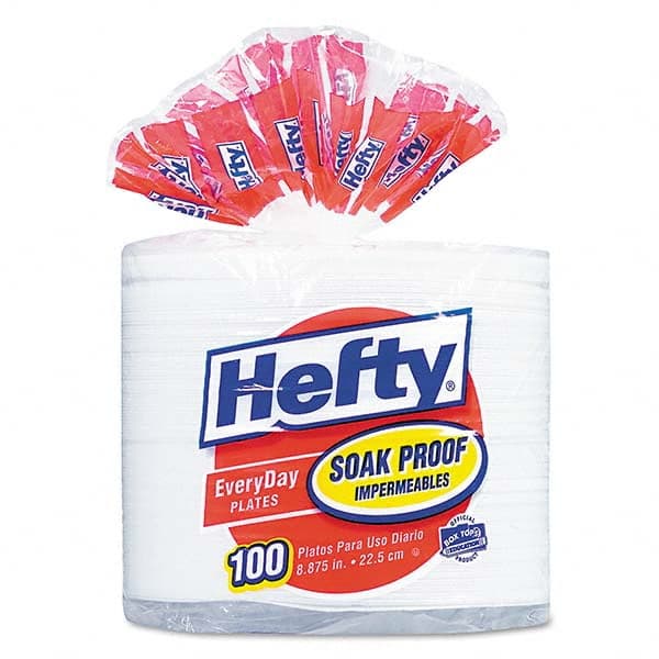 Hefty - Soak Proof Tableware, Foam Plates, 8 7/8" Diam, 100/Pack - Apex Tool & Supply