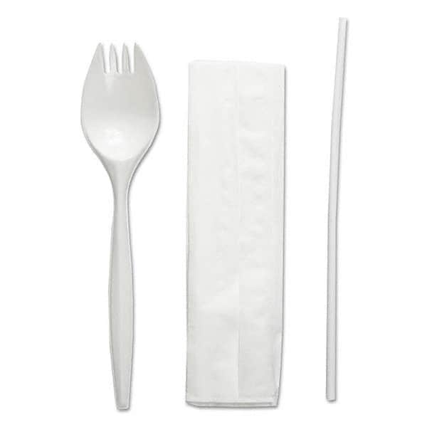Boardwalk - School Cutlery Kit, Napkin/Spork/Straw, White, 1000/Carton - Apex Tool & Supply