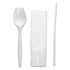 Boardwalk - School Cutlery Kit, Napkin/Spork/Straw, White, 1000/Carton - Apex Tool & Supply