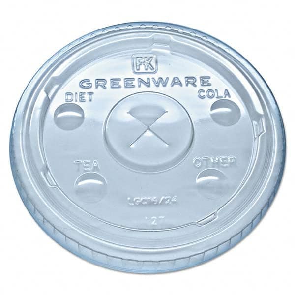 Fabri-Kal - Greenware Cold Drink Lids, Fits 16-18, 24 oz Cups, X-Slot, Clear, 1000/Carton - Apex Tool & Supply