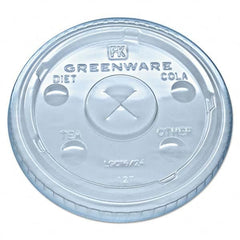 Fabri-Kal - Greenware Cold Drink Lids, Fits 16-18, 24 oz Cups, X-Slot, Clear, 1000/Carton - Apex Tool & Supply