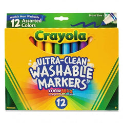 Crayola - Markers & Paintsticks Type: Washable Marker Color: Black; Blue; Blue Lagoon; Brown; Gray; Pink; Green; Orange; Red; Sandy Tan; Violet; Yellow - Apex Tool & Supply