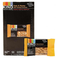 KIND - Snacks, Cookies, Candy & Gum Breakroom Accessory Type: Granola Bars Breakroom Accessory Description: Healthy Grains Bar, Oats and Honey with Toasted Coconut, 1.2 oz, 12/Box - Apex Tool & Supply