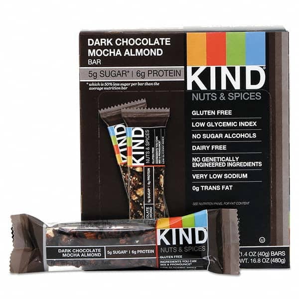 KIND - Snacks, Cookies, Candy & Gum Breakroom Accessory Type: Granola Bars Breakroom Accessory Description: Nuts and Spices Bar, Dark Chocolate Mocha Almond, 1.4 oz Bar, 12/Box - Apex Tool & Supply