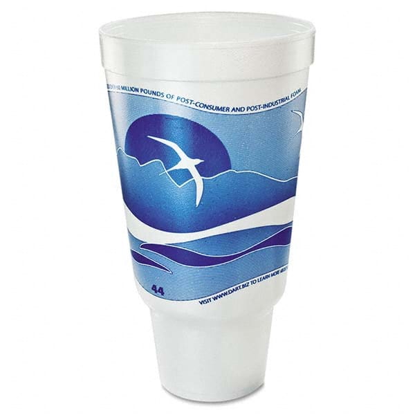 DART - Horizon Flush Fill Foam Cup, Hot/Cold, 44 oz, Ocean Blue/White, 15/Bag - Apex Tool & Supply