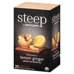 Bigelow - Coffee, Tea & Accessories Breakroom Accessory Type: Tea Bags Breakroom Accessory Description: Steep Tea, Lemon Ginger, 1.6 oz Tea Bag, 20/Box - Apex Tool & Supply