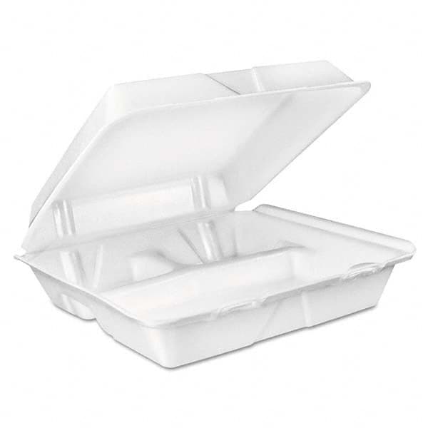 DART - Large Foam Carryout, Food Container, 3-Compartment, White, 9-2/5 x 9 x 3 - Apex Tool & Supply
