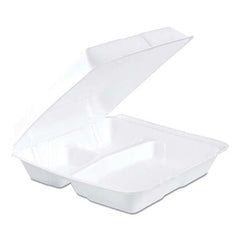 DART - Foam Container, Hinged Lid, 3-Comp, 9 1/2 x 9 1/4 x 3, 200/Carton - Apex Tool & Supply
