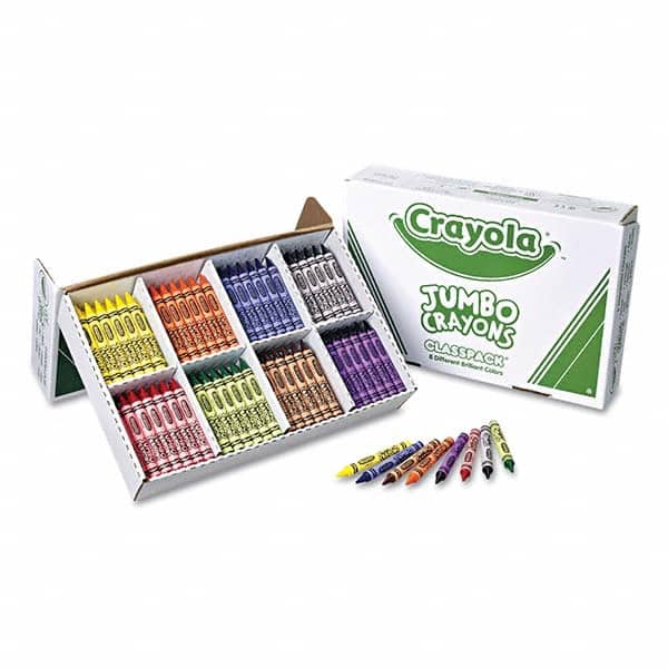 Crayola - Markers & Paintsticks Type: All Purpose Wax Crayon Color: Black; Blue; Brown; Green; Orange; Red; Violet; Yellow - Apex Tool & Supply