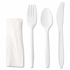 GEN - Wrapped Cutlery Kit, Fork/Knife/Spoon/Napkin, White, 250/Carton - Apex Tool & Supply