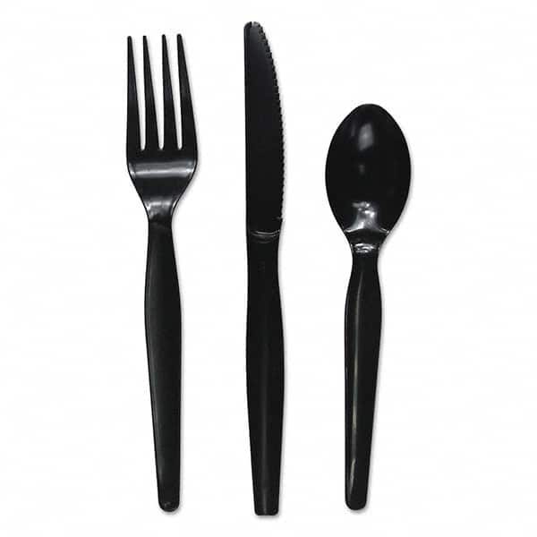 Boardwalk - Three-Piece Cutlery Kit, Fork/Knife/Teaspoon, Heavyweight, Black, 250/Carton - Apex Tool & Supply
