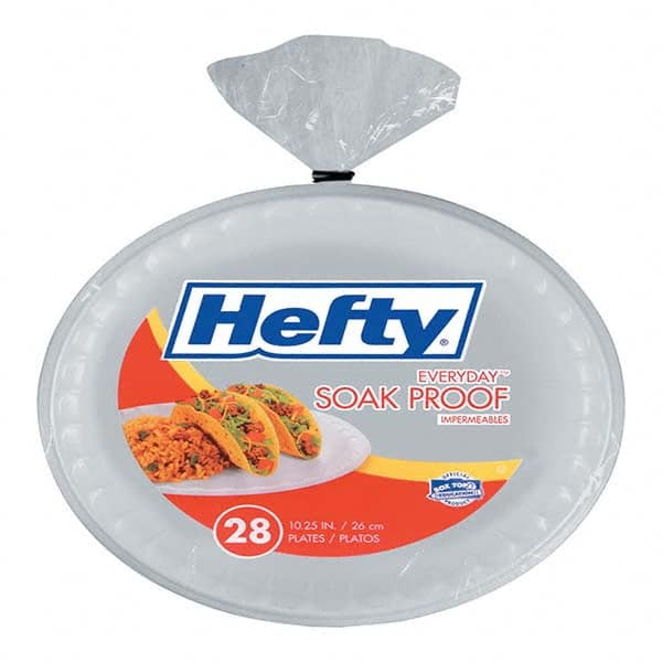 Hefty - Soak Proof Tableware, Foam Plates, 10-1/4" Diam, White, 28/Pack - Apex Tool & Supply