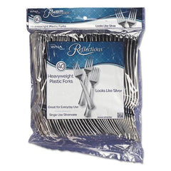 WNA - Reflections Heavyweight Plastic Utensils, Fork, Silver, 7", 40/pack - Apex Tool & Supply
