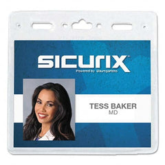 Sicurix - Badge Holders Attachment Type: Clip-On Horizontal or Vertical Holder: Horizontal - Apex Tool & Supply