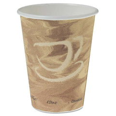 DART - Mistique Polycoated Hot Paper Cup, 12 oz, Printed, Brown, 50/Bag - Apex Tool & Supply