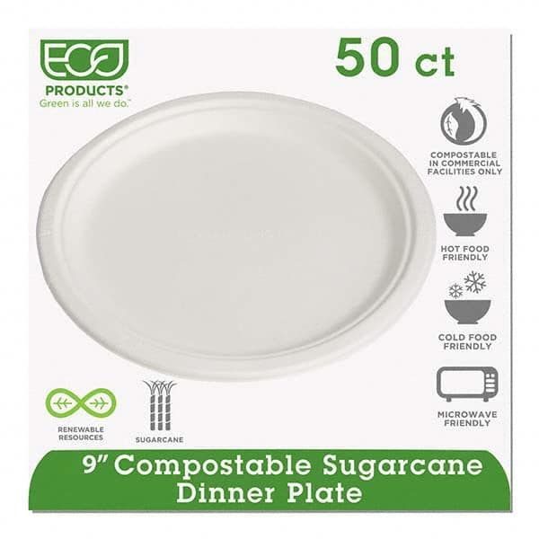 ECO PRODUCTS - Renewable & Compostable Sugarcane Plates, 9", 50/PK - Apex Tool & Supply