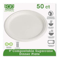 ECO PRODUCTS - Renewable & Compostable Sugarcane Plates, 9", 50/PK - Apex Tool & Supply