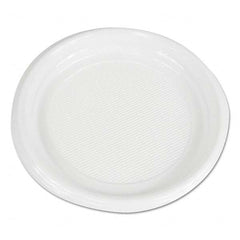 Boardwalk - Hi-Impact Plastic Dinnerware, Plate, 9" Diam, White, 500/Carton - Apex Tool & Supply