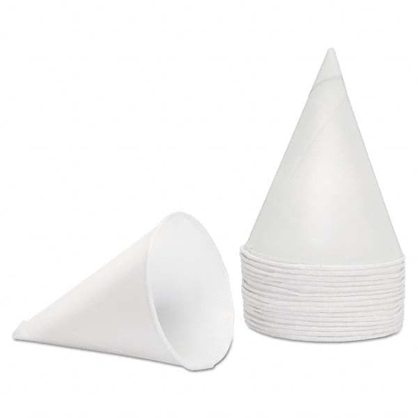 Konie - Rolled Rim, Poly Bagged Paper Cone Cups, 4.5 oz, White, 5000/Carton - Apex Tool & Supply
