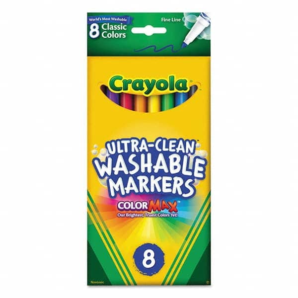 Crayola - Markers & Paintsticks Type: Washable Marker Color: Black; Blue; Brown; Green; Orange; Red; Violet; Yellow - Apex Tool & Supply