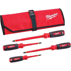 Milwaukee Tool - Screwdriver Sets Screwdriver Types Included: Insulated Slotted; Phillips Number of Pieces: 4 - Apex Tool & Supply