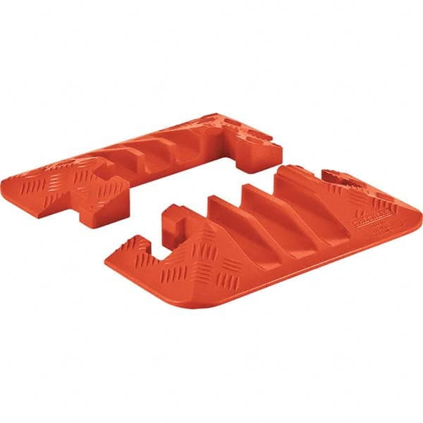 Checkers - 1 2-Piece 3 8' OAL 2-1/4 Max Cable Diam Yellow & Orange On Floor Cable Cover - Apex Tool & Supply
