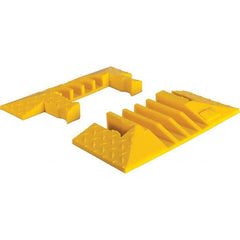 Checkers - 1 2-Piece 4-Channel 8' OAL 1-1/4 Max Cable Diam Yellow On Floor Cable Cover - Apex Tool & Supply